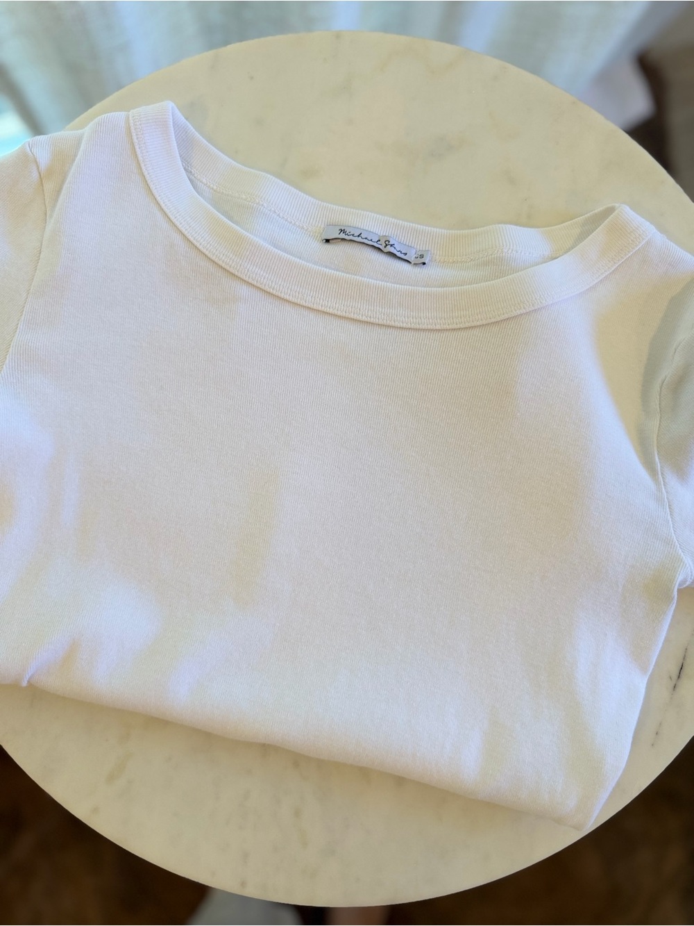 Michael Stars Classic White Scoop Neck 3/4 Sleeve Tee